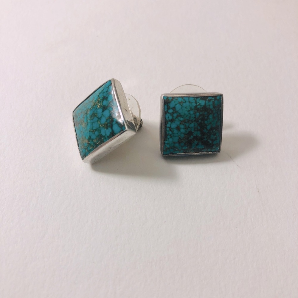 Turquoise Sterling Silver Square Earrings